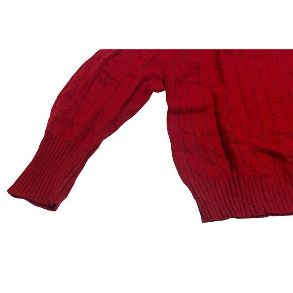 9-24 TURNBULL & ASSER Men's Sweater Cable-Knit Red Large - Picture 2 of 6